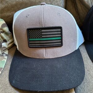 Gray and Black Cap with Flag Patch